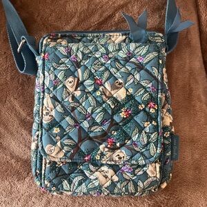 Vera Bradley Teal Sloth Pattern Crossbody Bag